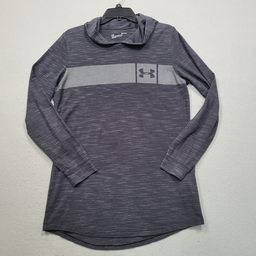 Under Armour Mens Medium Gray Space Dye‎ Fitted Long Sleeve Hoodie Shirt